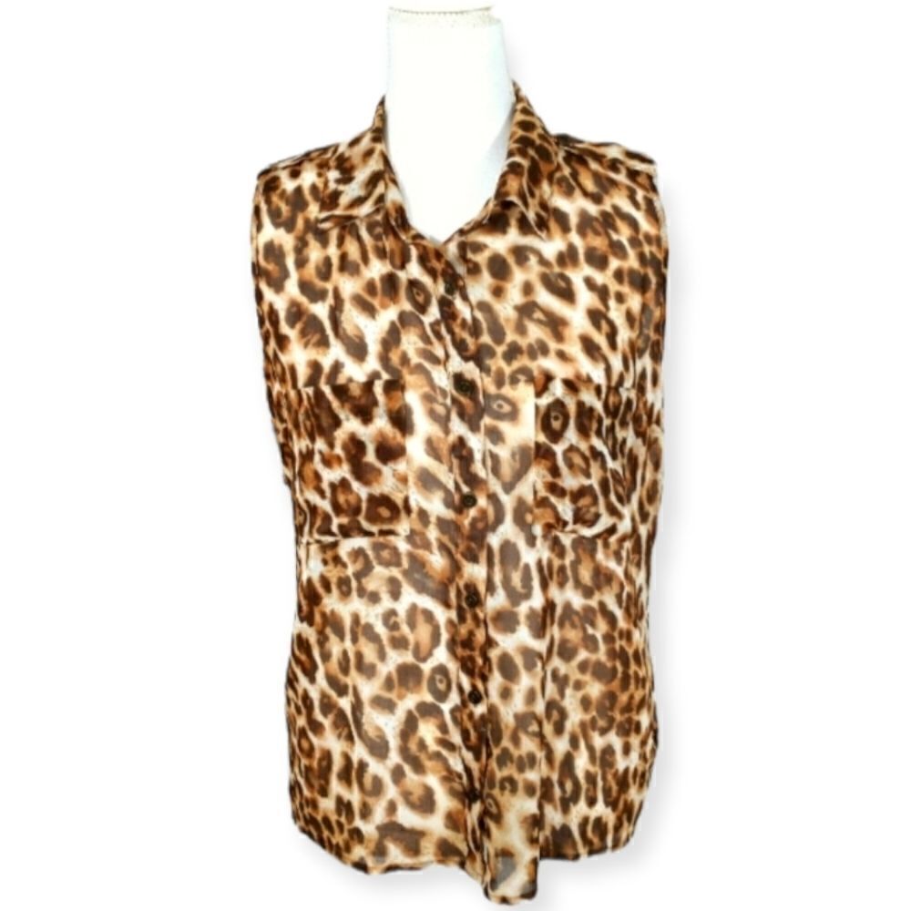 XXI ANIMAL-PRINT SLEEVELESS BLOUSE SZ.M EUC